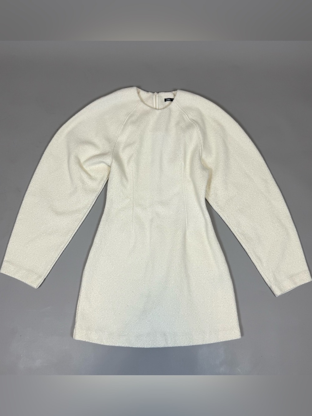 Zara Women’s Size S Ivory Cream Textured Long Sleeve Mini Dress